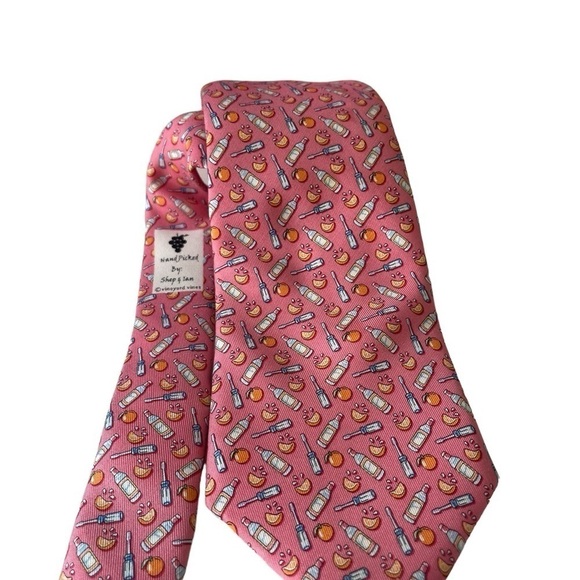 Vineyard Vines Martha 100% Men’s silk Tie Shep and Ian pink screwdrivers - Picture 2 of 6